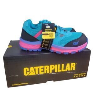 CAT Womens Quake CT ASTM Composite Toe Safety Work Shoes Turquoise Pink Sz 6